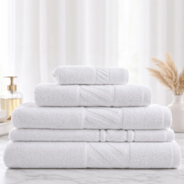 Toalhas Brancas Barra Diagonal – Fio Duplo Torcido