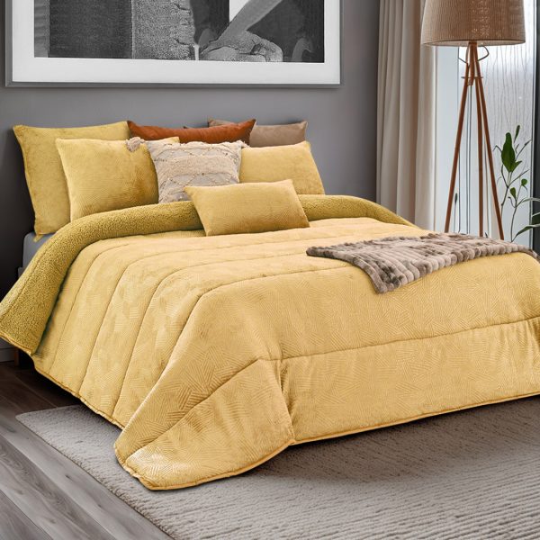 Edredom de Borrego Lara Amarelo