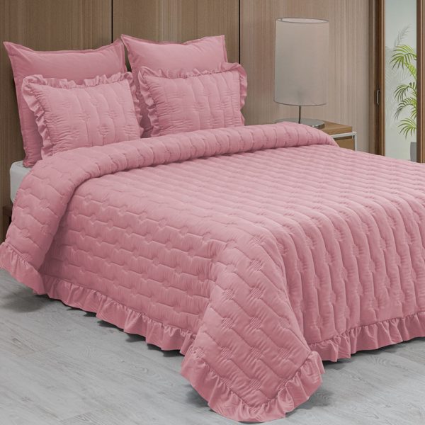 Colcha Com 2 Almofadas Cheias Zanet Rosa